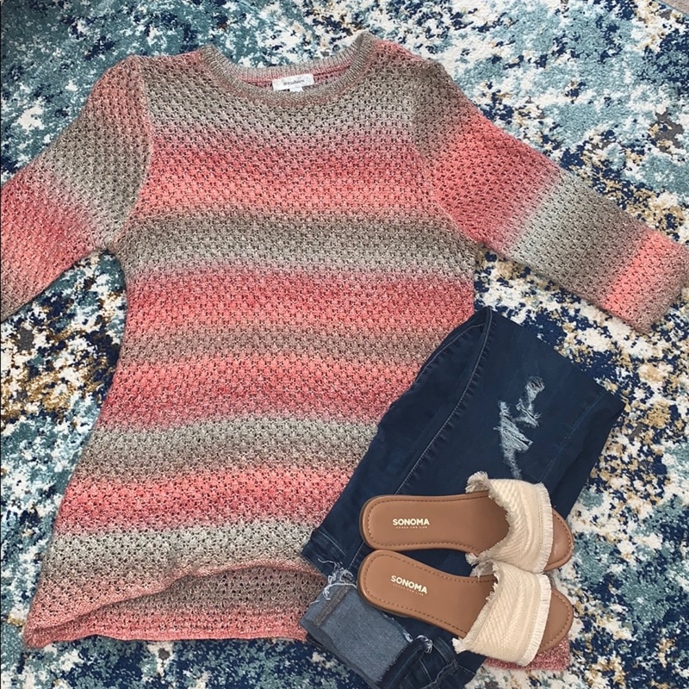 Dressbarn Women’s Pink & Beige Ombré Knitted Tunic